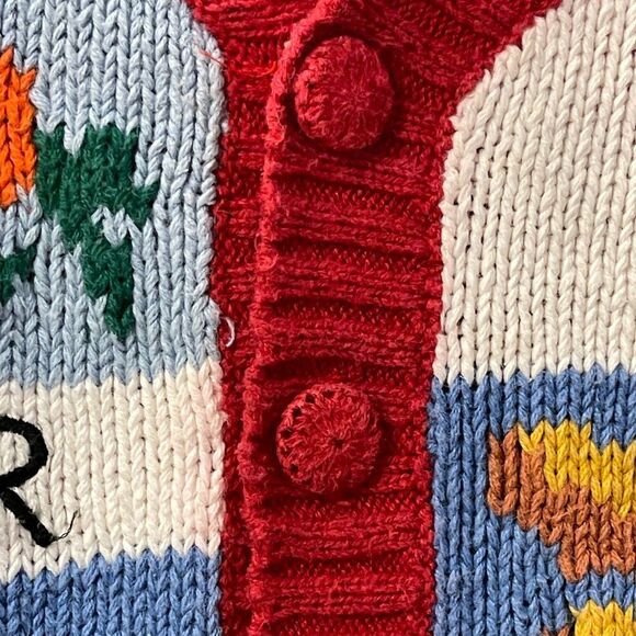 VintageโAlexandra Bartlett Garden Spring Patchwork Knit Cardigan XL - Picture 7 of 11